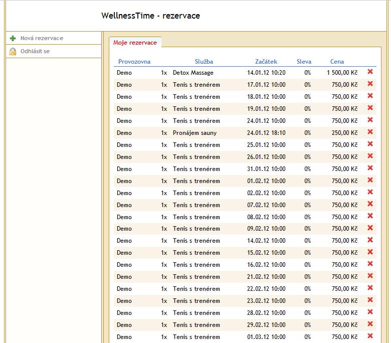 Obrázek 8 Moje rezervace 4. NASTAVENÍ SYSTÉMU PRO ONLINE REZERVACE V této kapitole se dozvíte základní informace k o nastavení online rezervací v návaznosti na předchozí kapitoly.