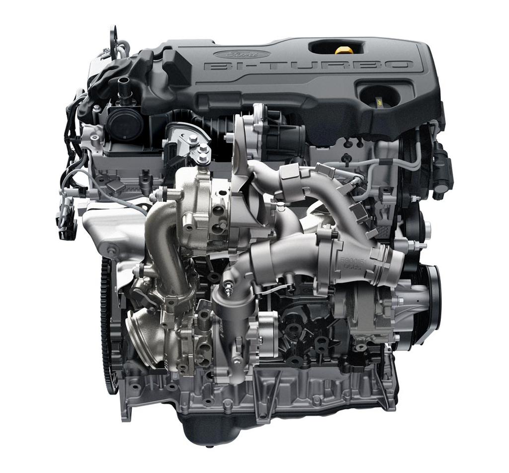 Nový motor 2.0 EcoBlue Bi-Turbo Nový vznětový motor nabízí v kombinaci s novou 10.st. automatickou převodovkou vyšší výkon, nižší spotřebu paliva a emise CO2.