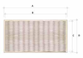 dukta - technické údaje Standardní rozměr desek (tolerance +/- 5 mm) vnější rozměr (A x D) deska (m 2 ) použitelná plocha (B x C) Janus 2500 x 1020 mm 2,55 2300 x 950 mm (2,19 m 2 ) Linar 2500 x 1250