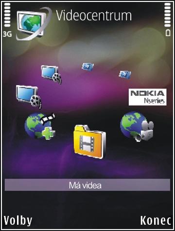 Nokia Videocentrum Služba Videocentrum (síťová služba) umožňuje pomocí paketového datového přenosu nebo přes síť WLAN stahovat a streamovat videoklipy ze všech kompatibilních internetových