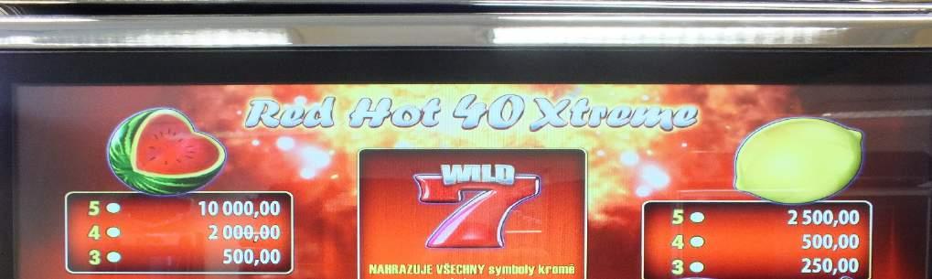 RED HOT 40 XTREME HERNÍ PLÁN NÁVOD PRO HRU VLT CZK V1.