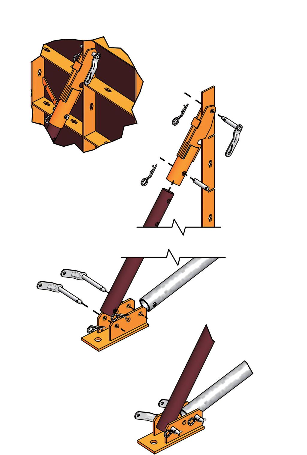 Podepření a vyrovnání Montáž na bednicí element: 1.