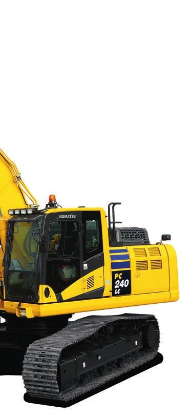 ovladači Konstrukce s nízkou hlučností Velký monitor Bezpečnost na prvním místě Kabina Komatsu SpaceCab