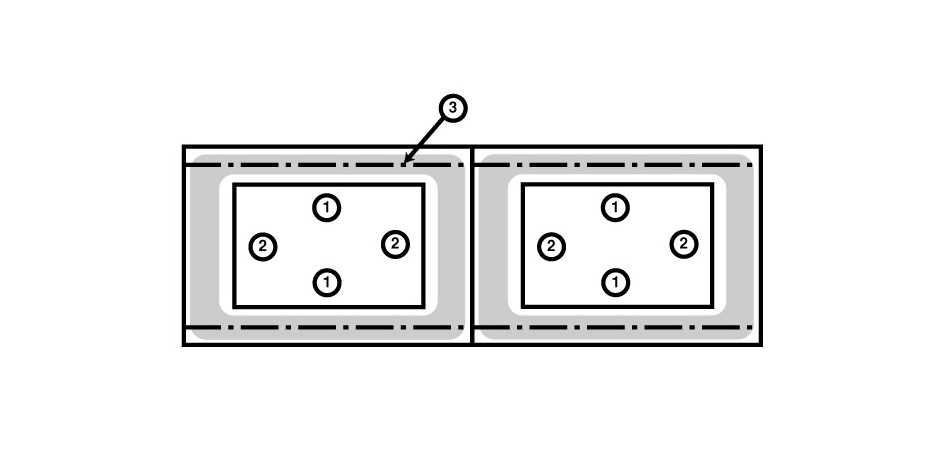 Tato těsnicí páska musí být vystředěná přesně k osové čáře otvorů pro spojovací závitořezné šrouby nebo k ose koncových přírub v místech, kde nejsou žádné otvory pro spojovací šrouby.