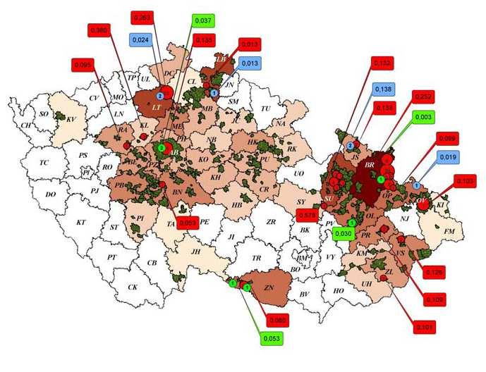 Virofornost klíš íšťat (%) v ČR R 1970 2006 Přehled o virofornosti klíšťat byl sestaven na základě výsledků izolačních pokusů ze vzorků klíšťat Ixodes ricinus.