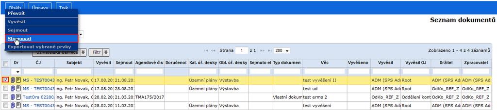 Po stornování je držiteli dokumentu zaslána systémem automaticky nová zpráva.