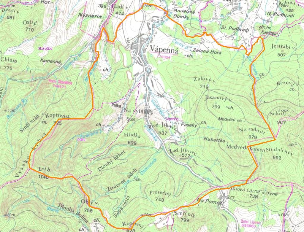 A. NÁZEV OBCE Název části obce (ZSJ): Vápenná Mapa A: Území obce Přehledová mapka