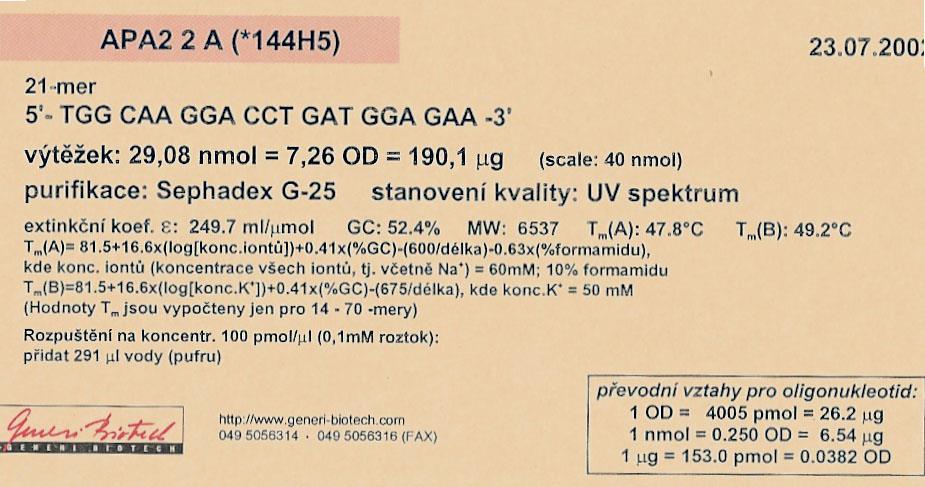 PRIMERY PPrimery: - uměle syntetizované oligonukleotidy o velikosti 16-25 nukleotidů k- krátká jednořetězcová DNA -- Tm: