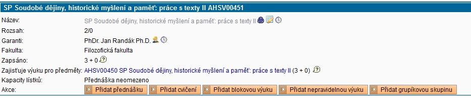 Smazání rozvrhového lístku Smazání rozvrhového lístku je možné jednoduše vyhledáním předmětu, rozkliknutím jeho kódu a stisknutím tlačítka umístěného pod tabulkou