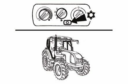který brání pronikání nefiltrovaného vzduchu do kabiny! Tuto polohu ovládače nepoužívejte při pracovním nasazení traktoru!
