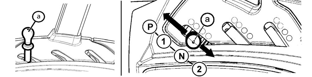 Rychlospojka (6) je spojena s odpadem. Páku (c) je nutno v této poloze držet, po uvolnění se páka (c) automaticky vrací do polohy (N).