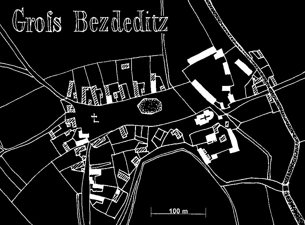 BEZDĚDICE Bezdûdice (Beroun) situace na mapû stabilního katastru z roku 1839 osazen ch a 5 pust ch.