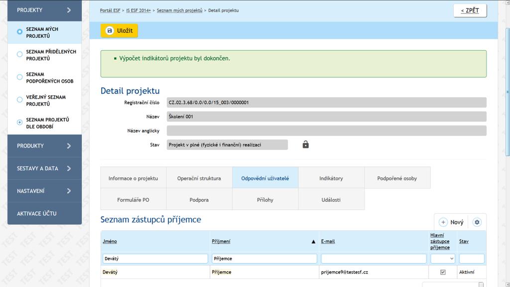 4.2 Operační struktura Záložka seskupuje informace o zařazení projektu do operačního programu, jeho výzvy aj. Údaje o projektu jsou do systému převzaty z Aplikace MS2014+. 4.