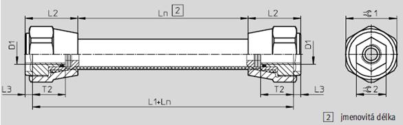 3.2.8 Varianty připojení, upevnění, adaptérů fluidních svalů MAS a jejich rozměry 3.2.8.1 Fluidní sval MAS -MO-O- otevřený z obou stran, bez omezení síly Obr.