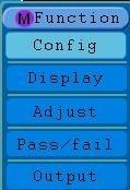 Jak Ovládat a Nastavit Systém Doplňkových Funkcí. Stiskněte tlačítko Utility a otáčením otočného ovladače M navolte Config pro vstup do následujícího menu.