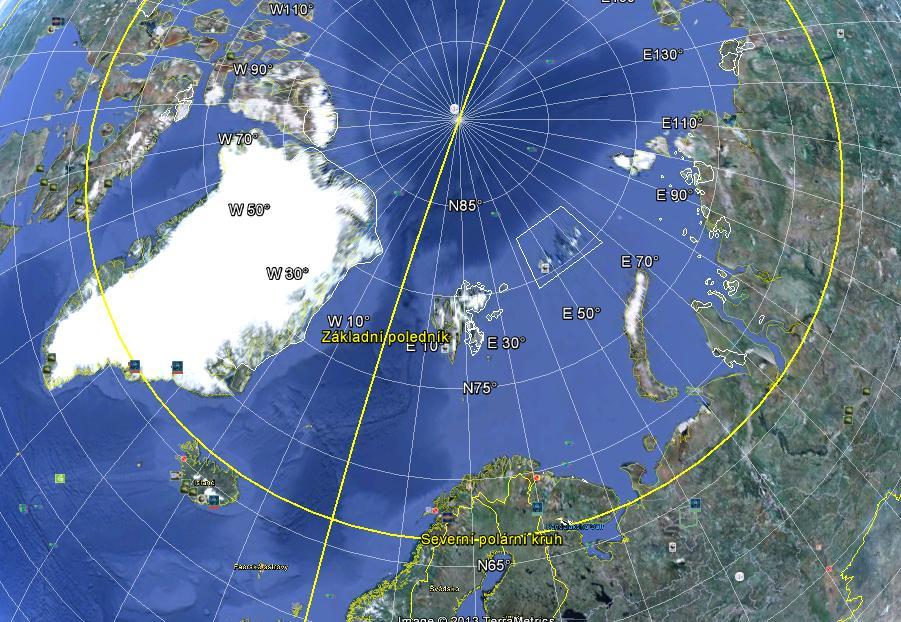 Obr. 132: Polární kruh z aplikace Google Earth. PŘESNOST MĚŘENÍ POLOHY Další otázka, na jakou se fyzik obvykle ptá, je, s jakou přesností v aplikaci vlastně měříme. Populární web www.mapy.
