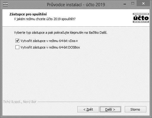 ÚČTO V 64-BITOVÝCH WINDOWS 23 Nezaškrtnete-li Vlastní nastavení instalace, instaluje se v 32-bitových Windows Účto přímo, v 64-bitových ve vdosu+.