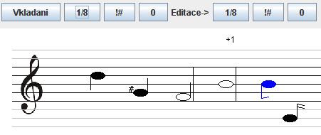 6.2. Práce s programem 6.2.1.Zadávání, editace a mazání not Pro tento účel slouží druhá část grafického rozhranní.