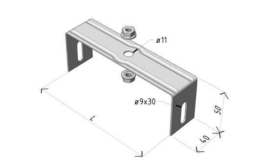 Držák středový DSL označení odlnost při požáru L [mm] t [mm] RD-3510131 DSL 50 OK 55 1,5 0,050 0