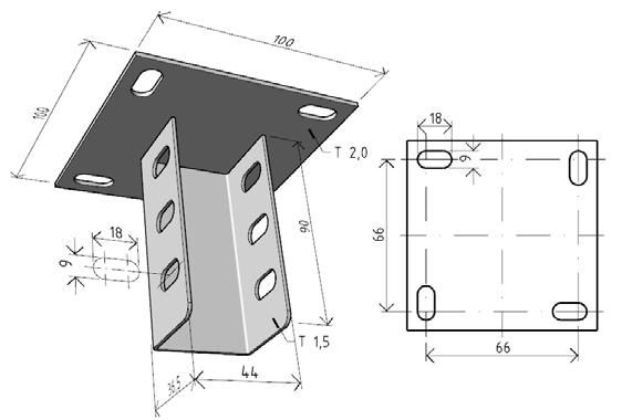 použitý spojovací materiál: x šroub vratový M8x0 x podložka M10 x matice M8 Úhlový držák stojny DZM STPU GZ označení RK-1310 DZM STPU 0,50 1 1