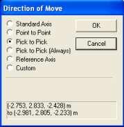 V okně ModelSpace se zobrazí směr a vzdálenost pohybu kopírovaného objektu dle aktuálního nastavení.
