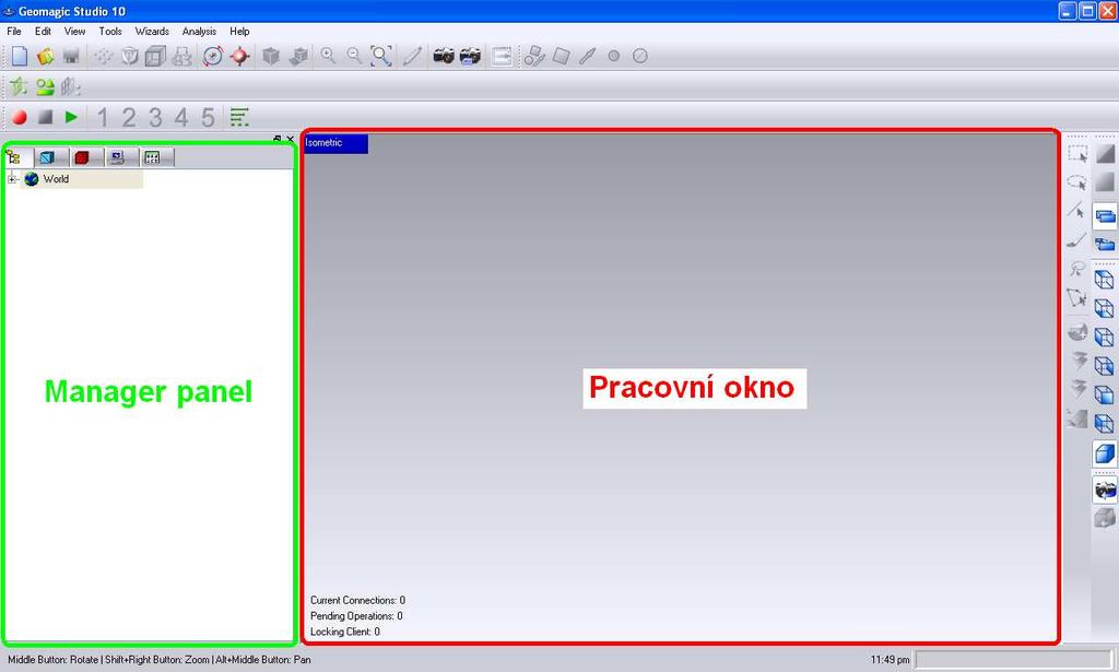 PROGRAMY Display Manager umožňuje definovat vlastnosti zobrazeného prostoru pracovního okna. Textures Manager slouží k úpravě parametrů textury objektu.