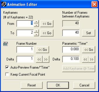 TECHNICKÁ MÍSTNOST Editace animace: Otevření editoru (Obr. 53): Tools Animation Animation Editor. Nastavení klíčových snímků a počtu snímků mezi nimi.