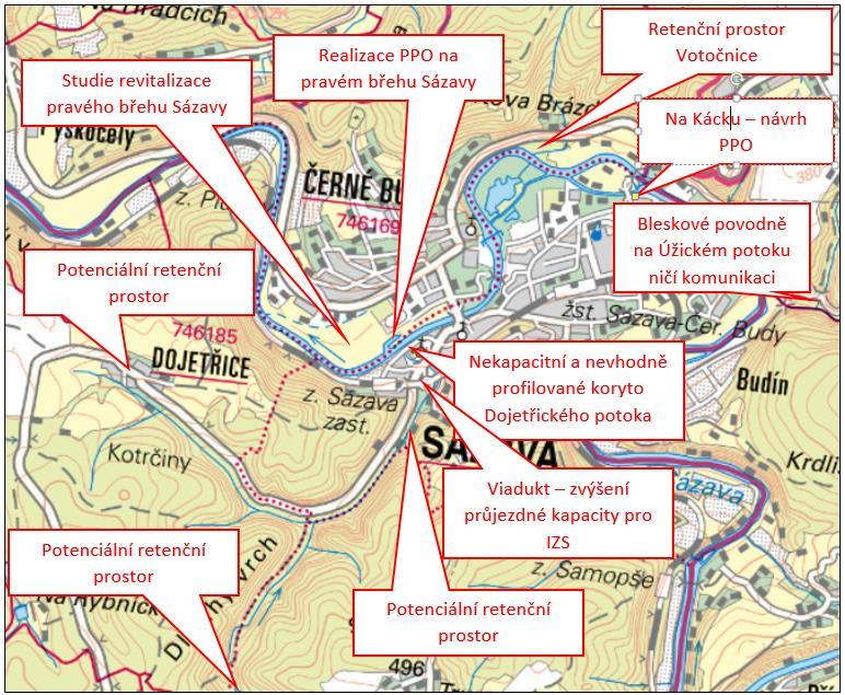 DOJETŘICKÝ P. A SÁZAVA Sázava: Na toku Sázava je realizováno PPO.