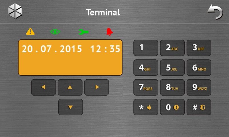 SATEL INT-TSH 13 Terminál Terminál umožňuje obsluhovat a programovat systém stejným způsobem jako z LCD klávesnice s textovým menu.