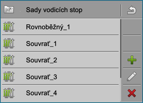 Paralelní vedení pomocí aplikace TRACK-Leader Používání vodicích stop k paralelnímu vedení 6 Vždy se zakládá více sad vodicích stop. Záleží na vás, kterou linii budete chtít použít.