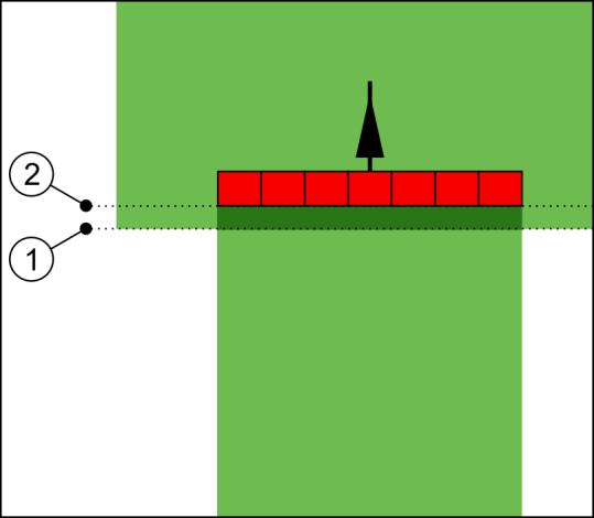 Konfigurace Konfigurace SECTION-Control 12 Tol. přesahu u hranice pole Tento parametr použijte, abyste se vyvarovali situace, kdy se sekce na hranici pole budou spínat již při sebemenším přesahu.