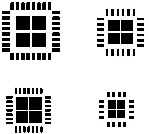Obr. 13: Šablona z materiálu Nerez - X5CrNi18-10 s motivem a pomocními otvory pro uchycení do rámu Motiv značený na Obr.