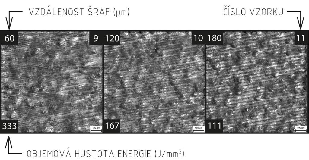 VÝSLEDKY 5 VÝSLEDKY 5.1 Vyhodnocení povrchu vzorků Vzorky byly po tisku vyfoceny na optickém mikroskopu. Byly pořízeny fotografie horní i boční stěny vzorků.