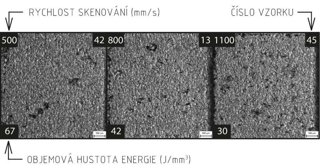 2 Vyhodnocení porozity Primárním cílem experimentu bylo ovšem vyhodnocení porozity.