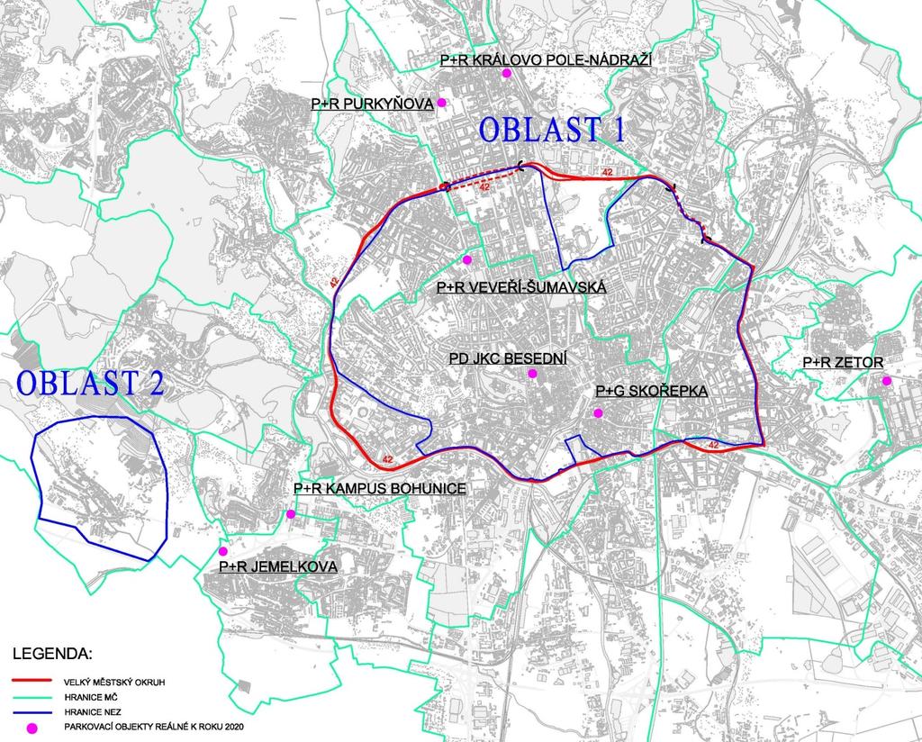 o parkovací domy, parkoviště P+G, parkoviště P+R a parkovací kapacity u obchodních domů.