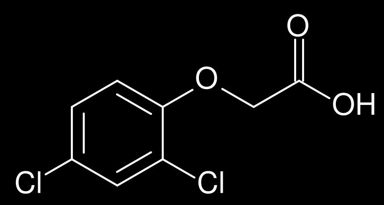 Obr. 2. Vzorec kyseliny indolyl-3-octové (vlevo) a 2,4-dichlorfenoxyoctové (vpravo) (10).