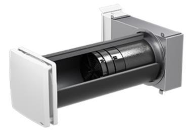iv14-zero Corner nejtišší ventilátor v oblasti decentrálních větracích systémů Větrací jednotka je určená pro budovy u nichž nelze z různých důvodů umístit venkovní kryt přímo na fasádu a zároveň
