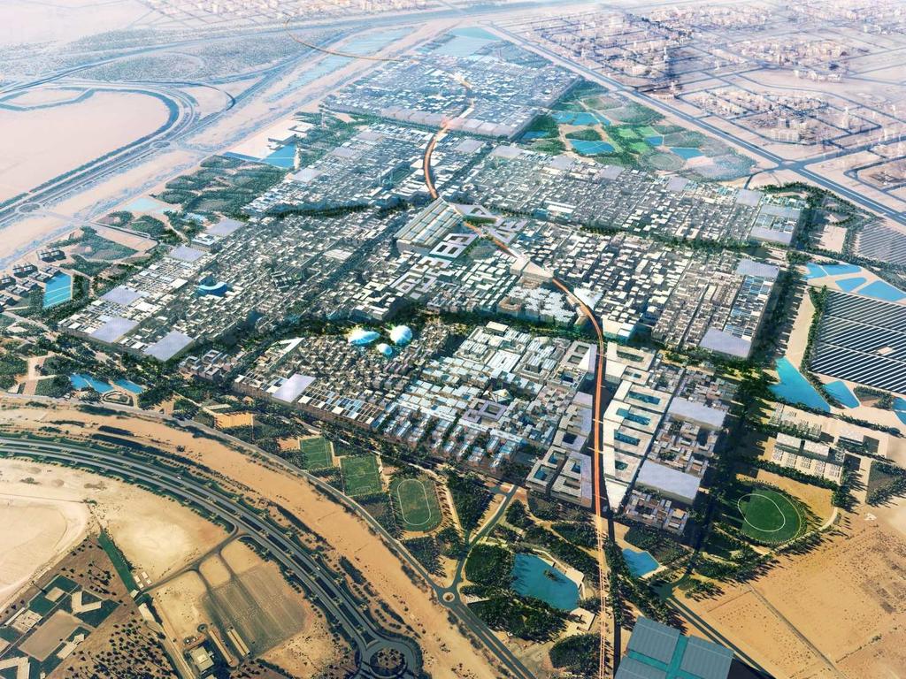 Ekologické nové město Masdar / UAE vize koncept 2006 nové město pro 150 000 obyvatel v blízkosti Abu Dhabi I.