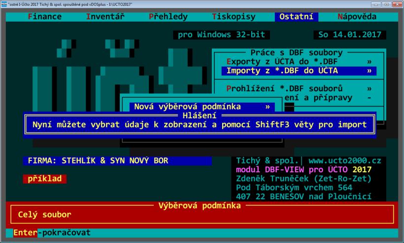 tvořit přímo v DBF souboru. Napřed je možno označit si pomocí kláves F2 a F3.