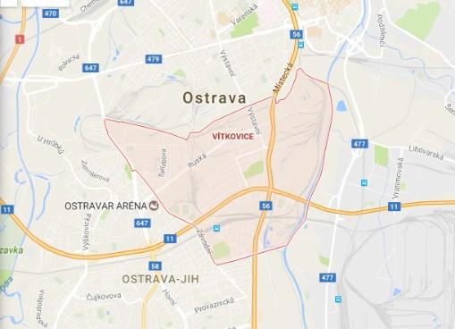 Obr. 1: Mapa vymezení městské části Vítkovic [1] 2.2 Geologické poměry oblasti Řadou specifických znaků se vyznačuje moravskoslezská oblast, která je nejvýchodnější částí Českého masivu.