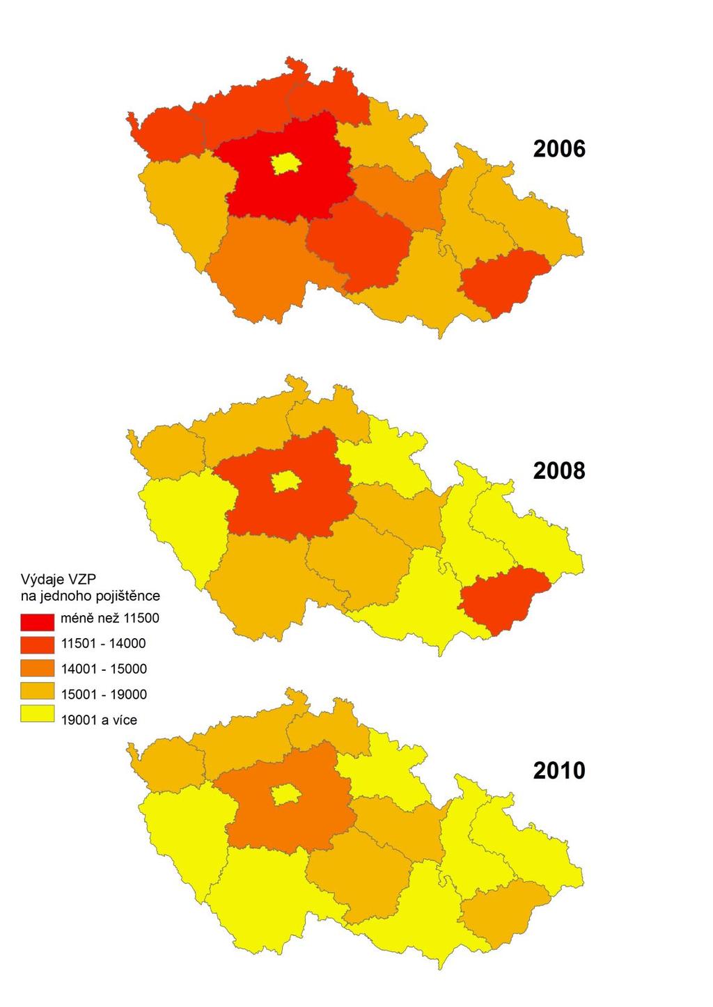 Obr. 10: Výdaje VZP na jednoho pojištěnce v