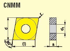 Z těchto dvou možností vybereme modernější provedení s utvařečem třísek typu OR, tedy CNMM 190616E OR Její rozměry, geometrie a