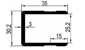 Profil lemovací U TT-číslo Povrch Materiál Hmotnost 0411 072.000 přírodní AlMgSi 0,5 0,70 kg / m 0412 072.