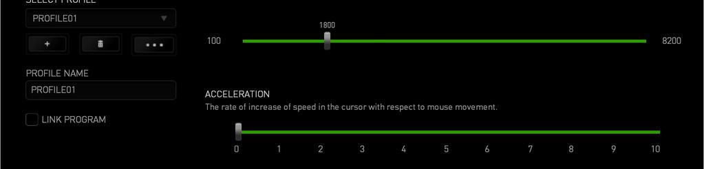 Záložka Performance V záložce Performance (Výkon) můžete upravit rychlost a přesnost ukazatele myši.
