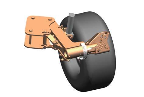 Provoz 2 Pluh otočte do pracovní polohy s obrácením vpravo. Odstraňte čep (1). 3 Hydraulický válec (2) uvolněte z držáku kola (3). 1 4 2 Hydraulický válec (2) otočte proti dorazu (4).