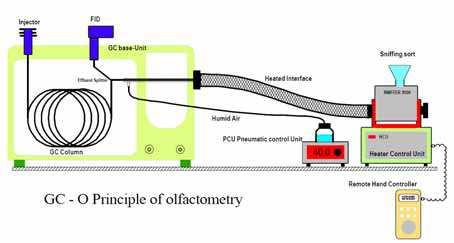 4.3.7 Metodika olfaktometrického posouzení pomocí přístroje Sniffer 9000 Přístroj Sniffer 9000 je přímo napojený na plynový chromatograf.
