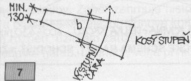 POKUD SE JEDNÁ O KOSÉ A ZVLÁŠTNÍ STUPNĚ, MUSÍ MÍT VE SVÉM NEJUŽŠÍM MÍSTĚ ŠÍŘKU NEJMÉNĚ 130 MM. VZÁJEMNÝ VZTAH MEZI VÝŠKOU V.