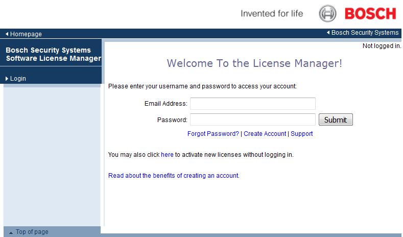 24 cs Úvod Bosch Video Management System 1. Přihlaste se k Bosch Security Systems Software License Manager pod http://activation.boschsecurity.com.