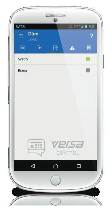 Mobilní aplikace VERSA CONTROL Nejjednodušší a nejpohodlnější způsob ovládání zabezpečovacího systému je pomocí funkcí