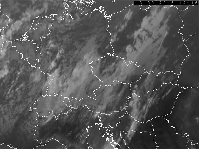 Snímek oblačnosti z družice MSG (Meteosat 2. generace), Meteosat-8, resp.